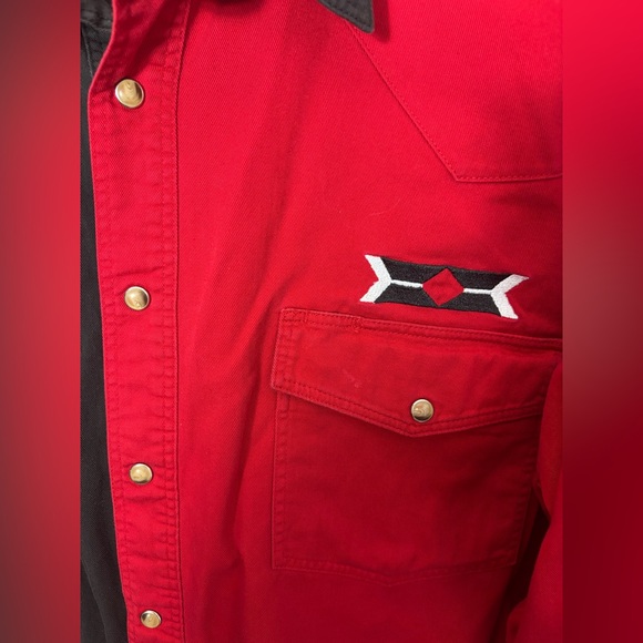 Vintage Wrangler Red and Black Southwest Button Down Size XL - Picture 3 of 7